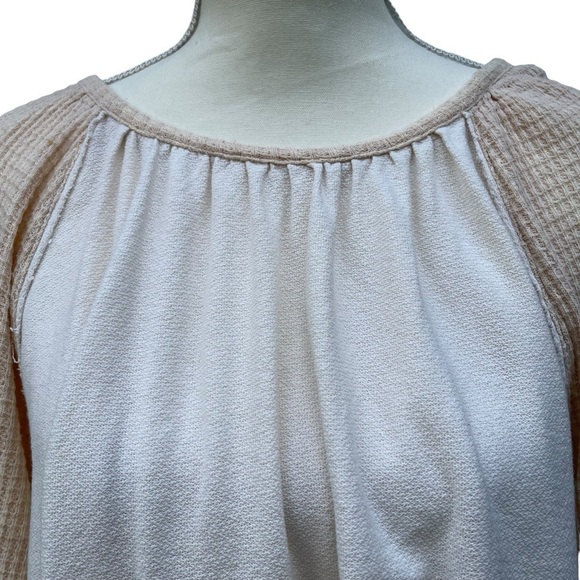 We The Free Boho Cropped Puff Sleeve Cream Flowy Blouse Size S - Picture 2 of 13